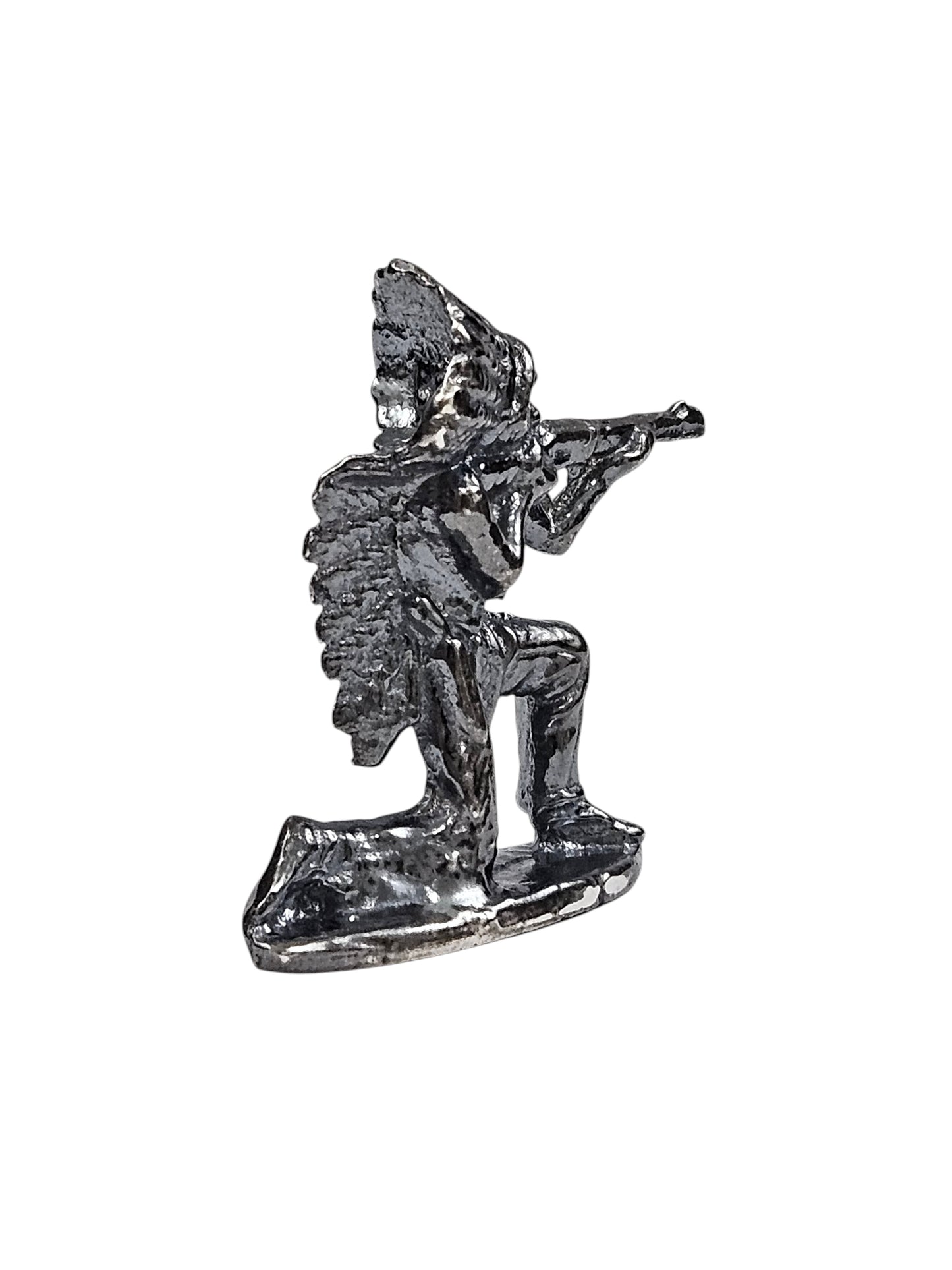 Kneeling Indian Dark Finish Hand Poured Bullion 999 Fine Silver 1 oz