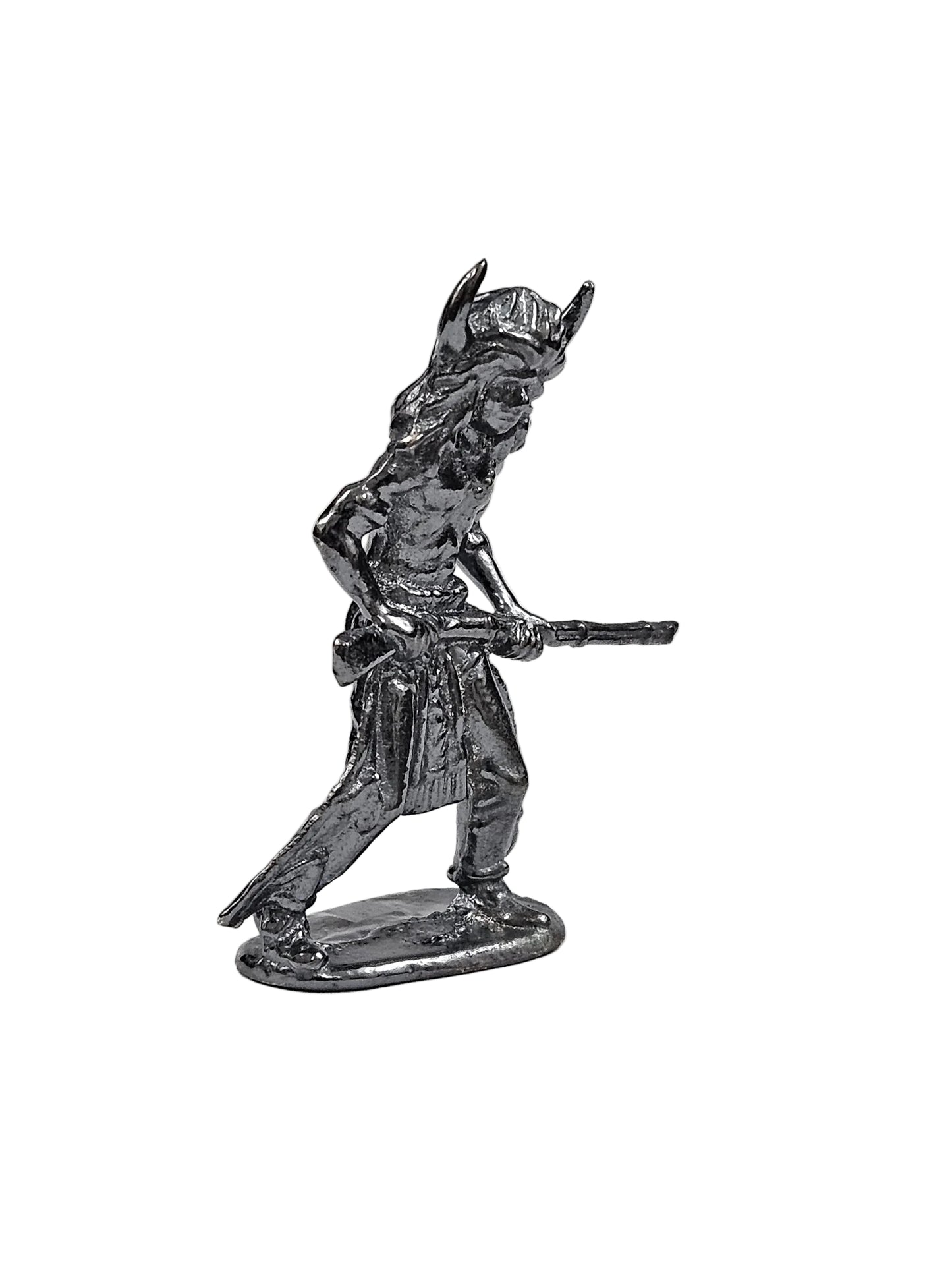 Buffalo Horned Indian Dark Finish Hand Poured Bullion 999 Fine Silver 1 oz