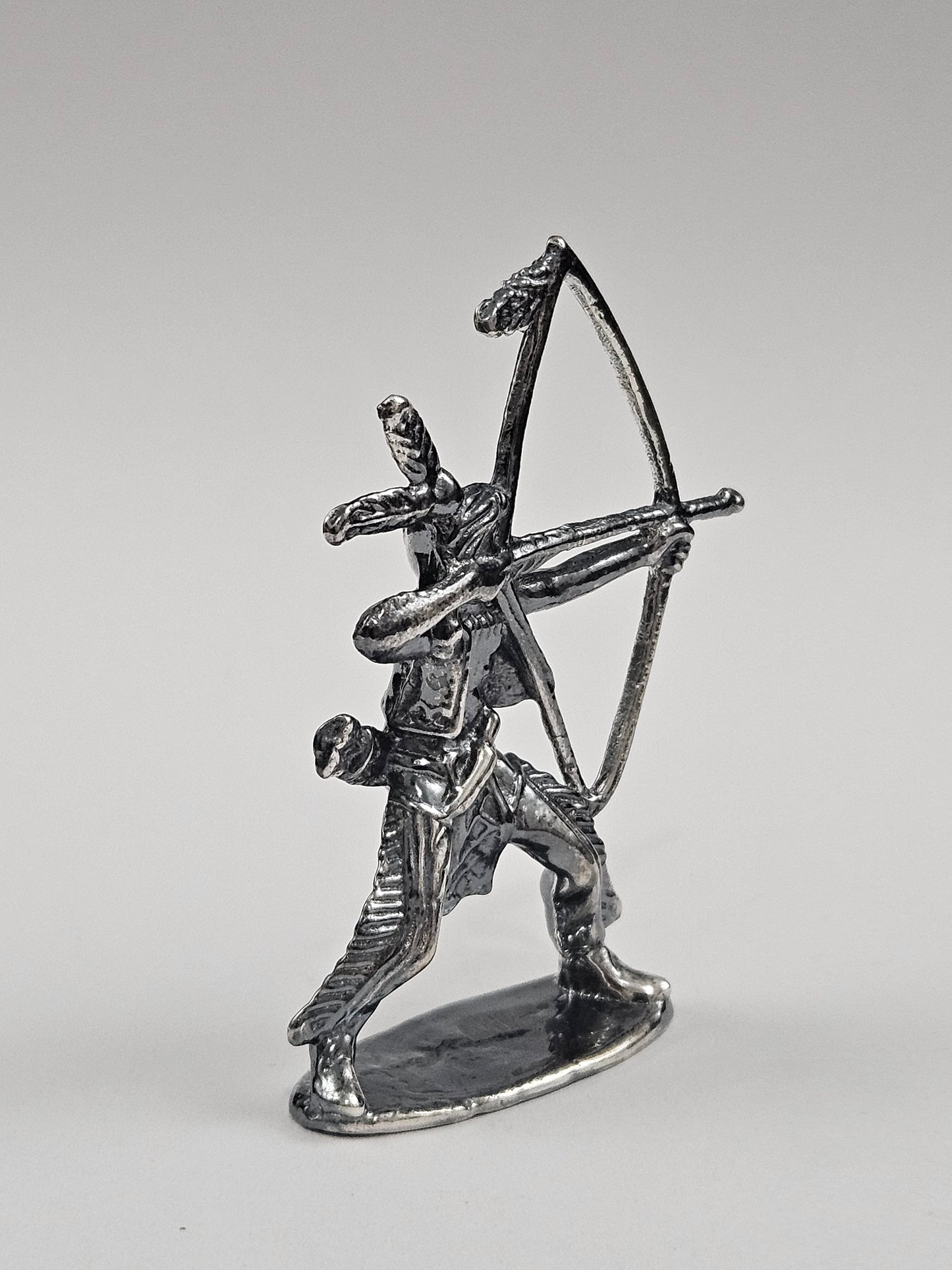 Indian With Bow & Arrow Hand Poured Bullion 999 Fine Silver Finish Antiquated