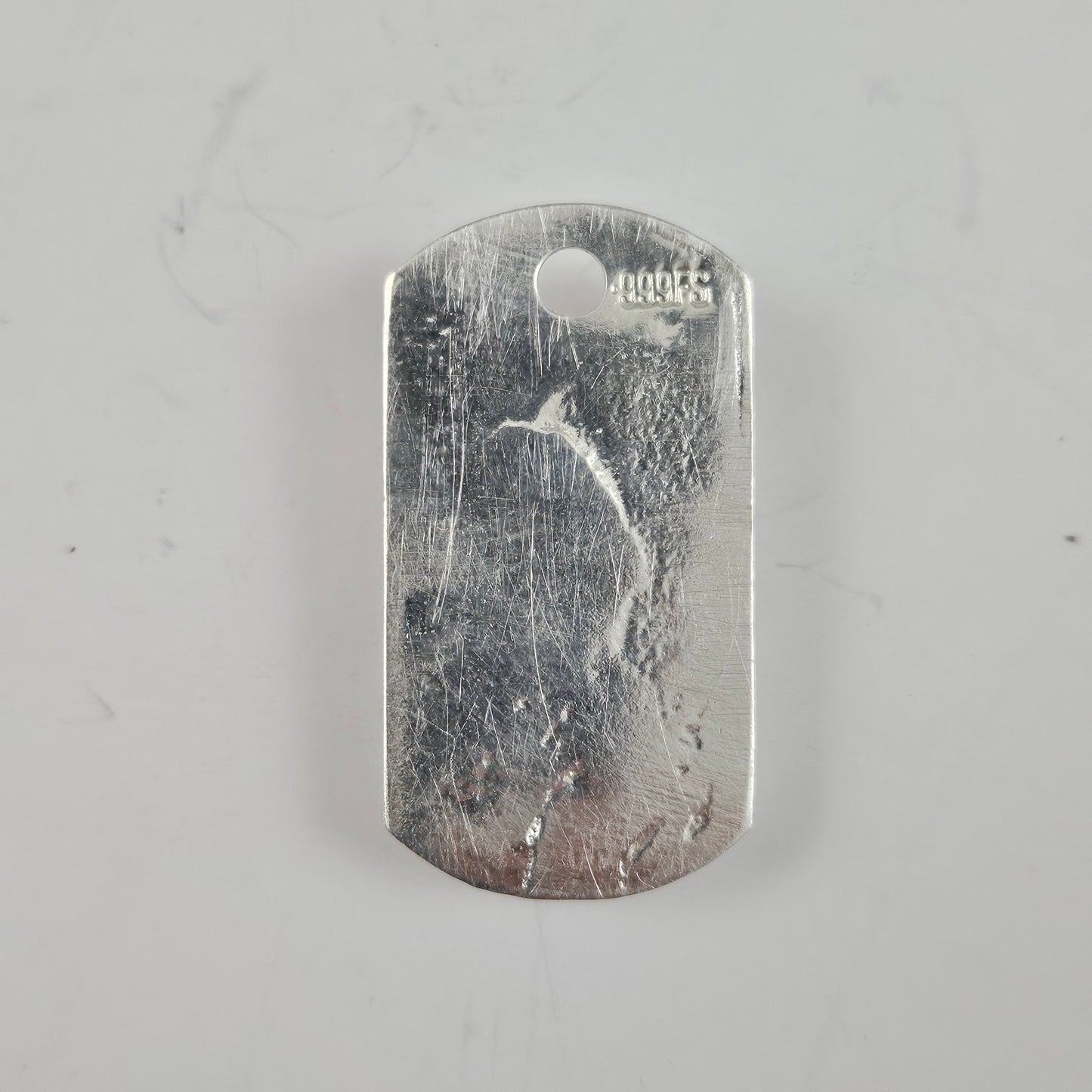 1+ Oz Hand Poured 999 Fine Silver Skull Dog Tag Cast Bullion Art Bar