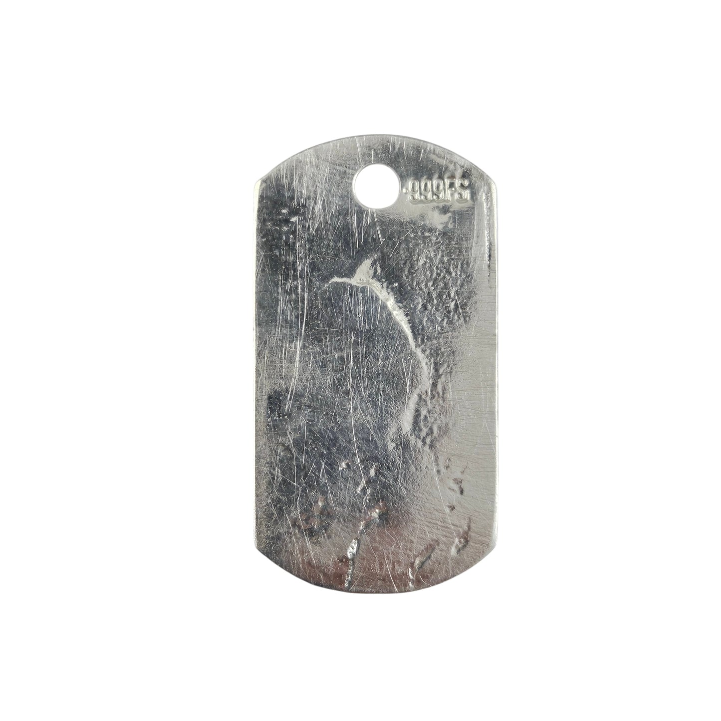 Skull Dog Tag Art Bar Hand Poured Bullion 999 Fine Silver 1+ oz