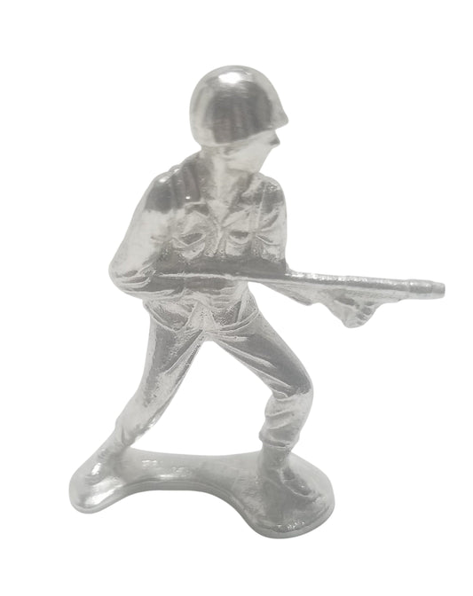 Classic Army Man Flamethrower Soldier Hand Poured Bullion 999 Fine Silver 1.25 oz