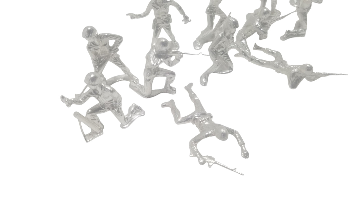Classic Army Man Silver Toy Soldier Lot of 12 Hand Poured Bullion 999 Fine Silver 15 oz