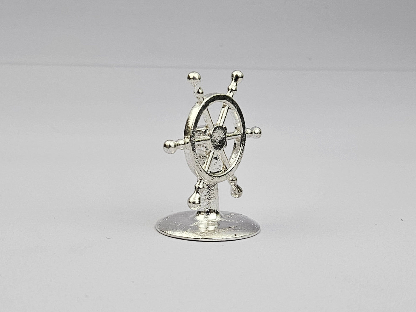 Nautical Ship Wheel Hand Poured in 999 Fine Silver