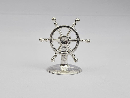 Nautical Ship Wheel Hand Poured in 999 Fine Silver