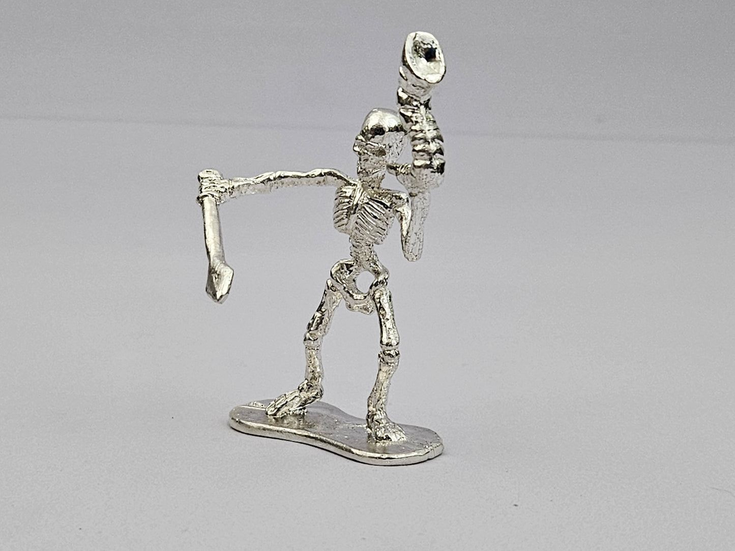 Skeleton Pirate With Horn Hand Poured in 999 Fine Silver
