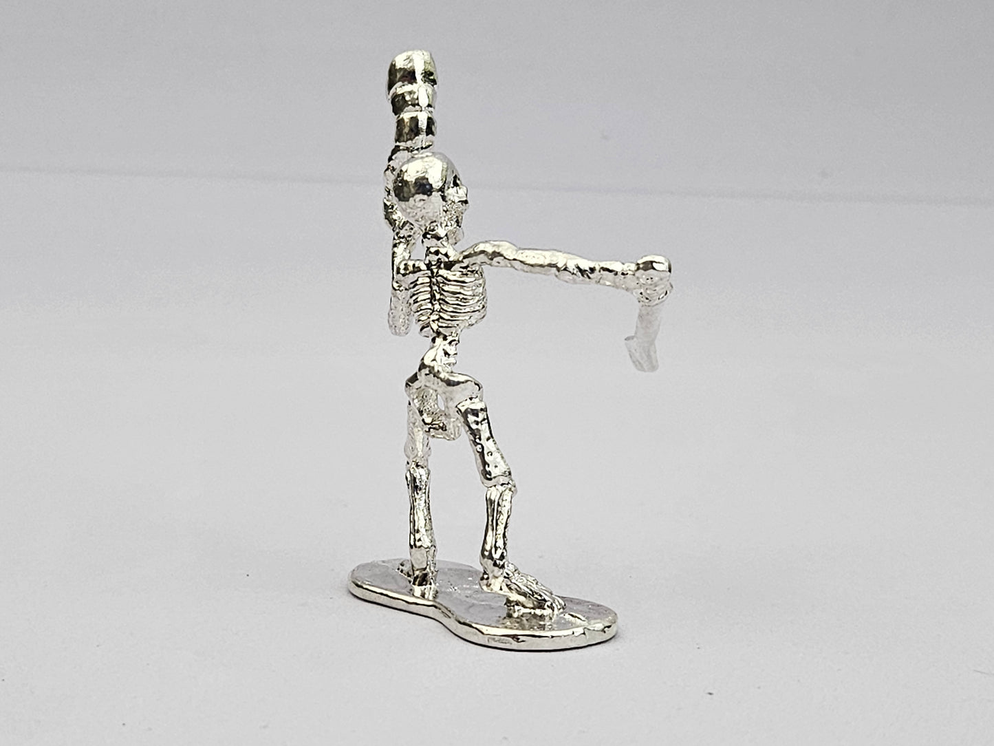 Skeleton Pirate With Horn Hand Poured in 999 Fine Silver