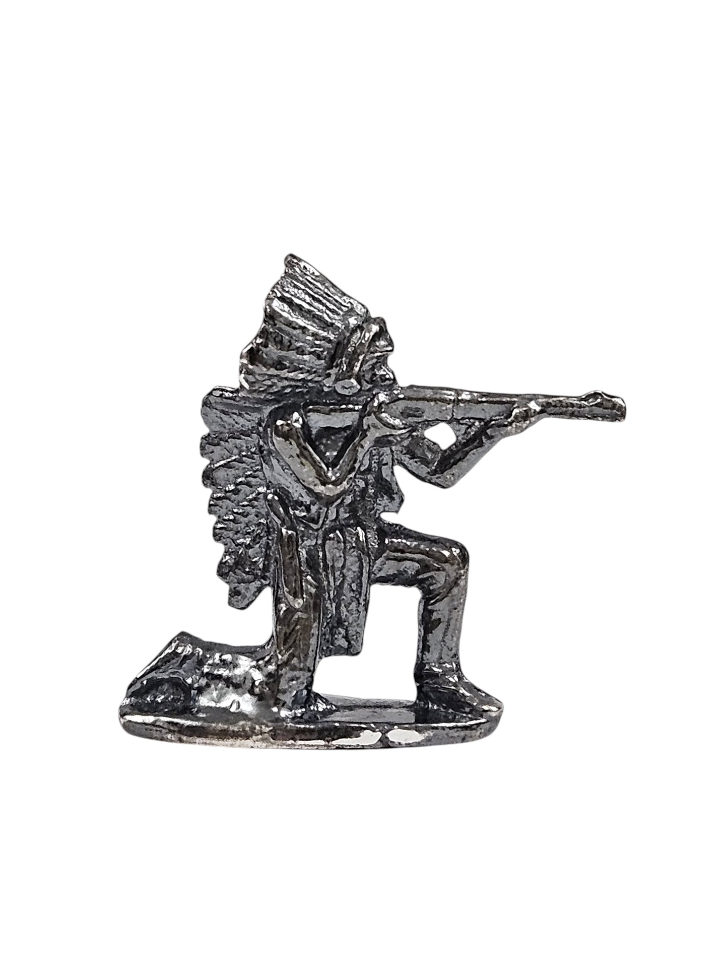 Kneeling Indian Dark Finish Hand Poured Bullion 999 Fine Silver 1 oz