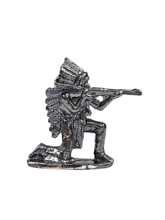 Kneeling Indian Dark Finish Hand Poured Bullion 999 Fine Silver 1 oz