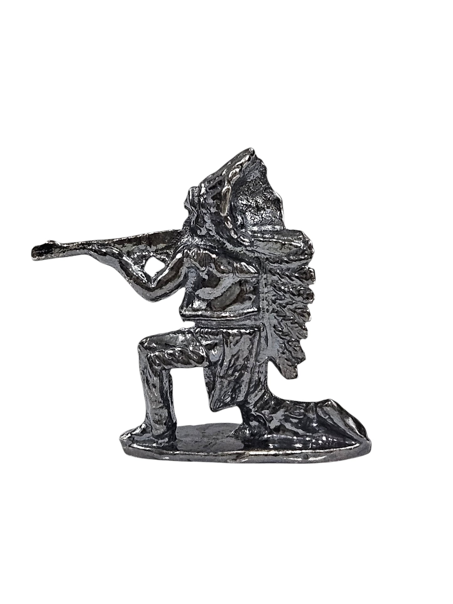 Kneeling Indian Dark Finish Hand Poured Bullion 999 Fine Silver 1 oz