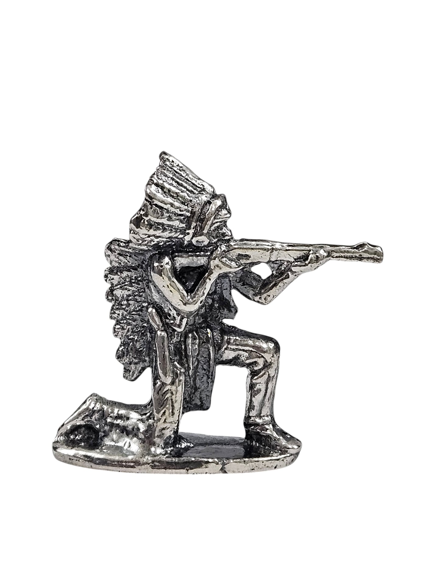 Kneeling Indian Antiqued Finish Hand Poured Bullion 999 Fine Silver 1 oz
