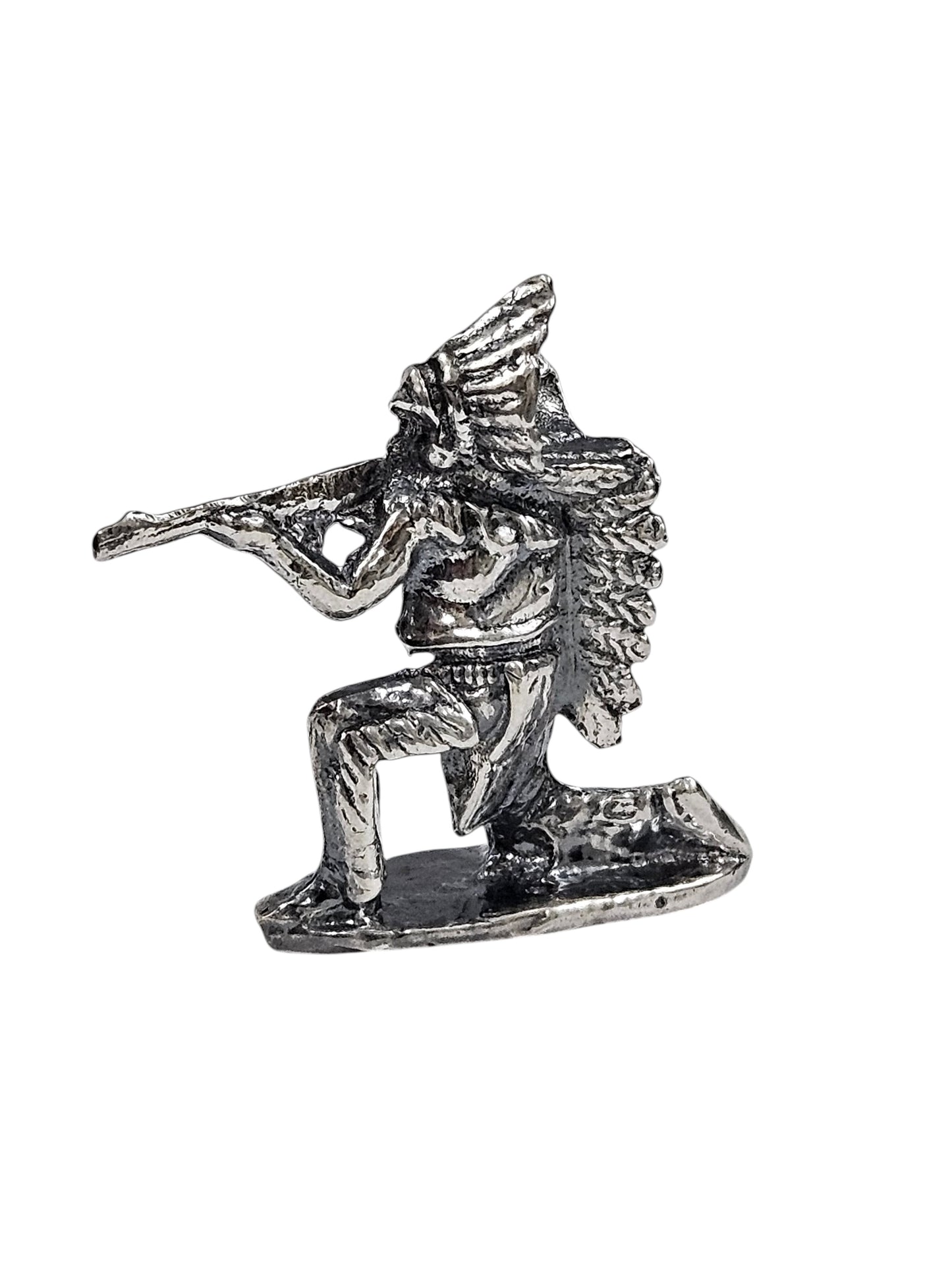 Kneeling Indian Antiqued Finish Hand Poured Bullion 999 Fine Silver 1 oz