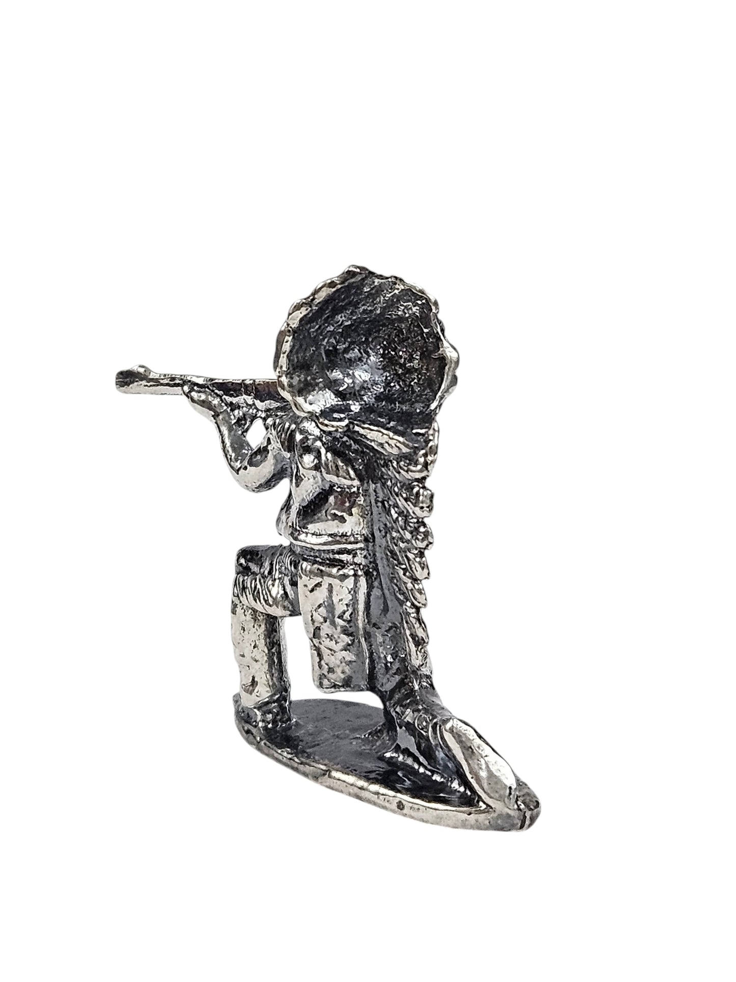 Kneeling Indian Antiqued Finish Hand Poured Bullion 999 Fine Silver 1 oz