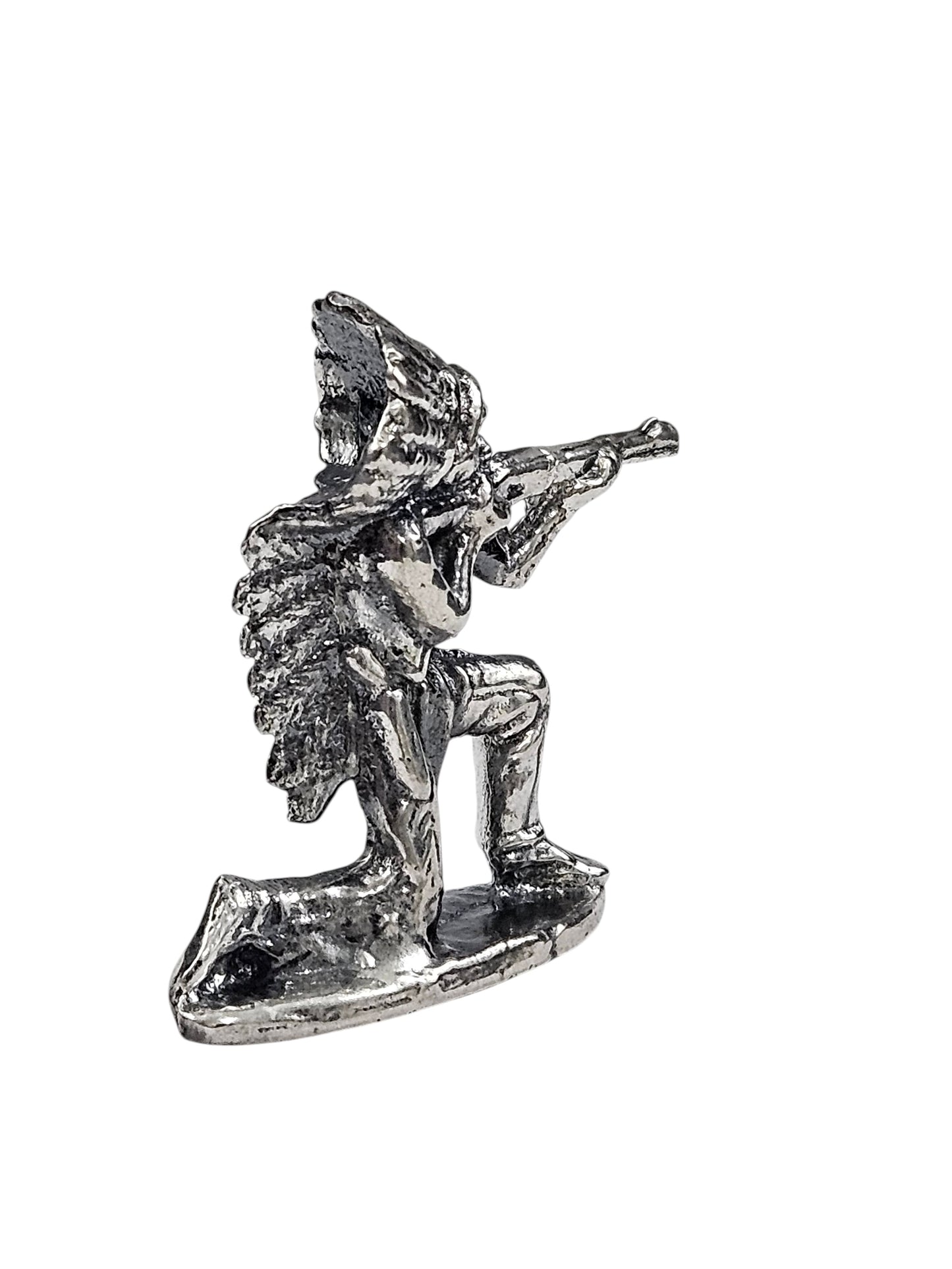 Kneeling Indian Antiqued Finish Hand Poured Bullion 999 Fine Silver 1 oz