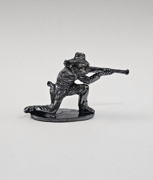Kneeling Cowboy Hand Cast Bullion .999 Fine Silver Dark Finish
