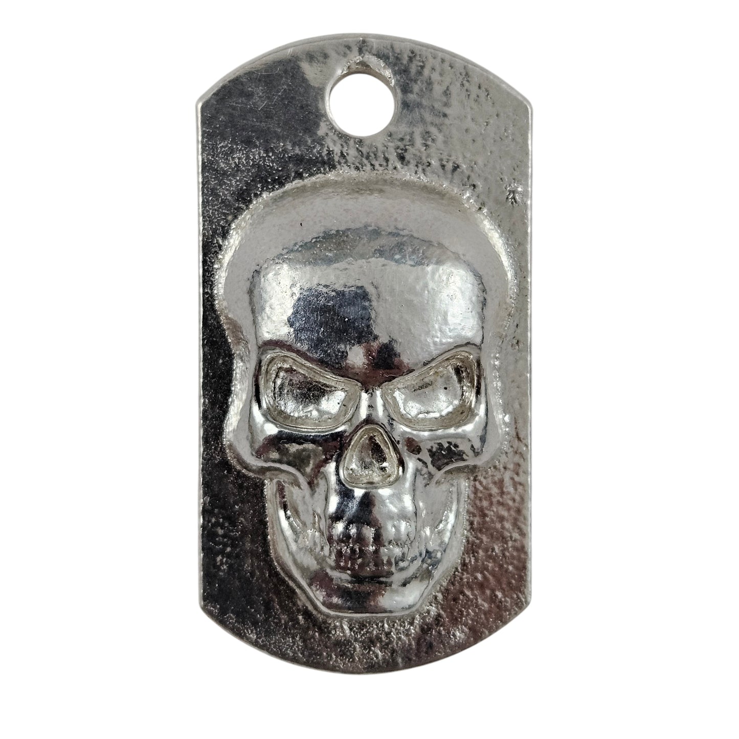 Skull Dog Tag Art Bar Hand Poured Bullion 999 Fine Silver 1+ oz