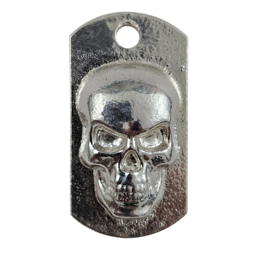 Skull Dog Tag Art Bar Hand Poured Bullion 999 Fine Silver 1+ oz