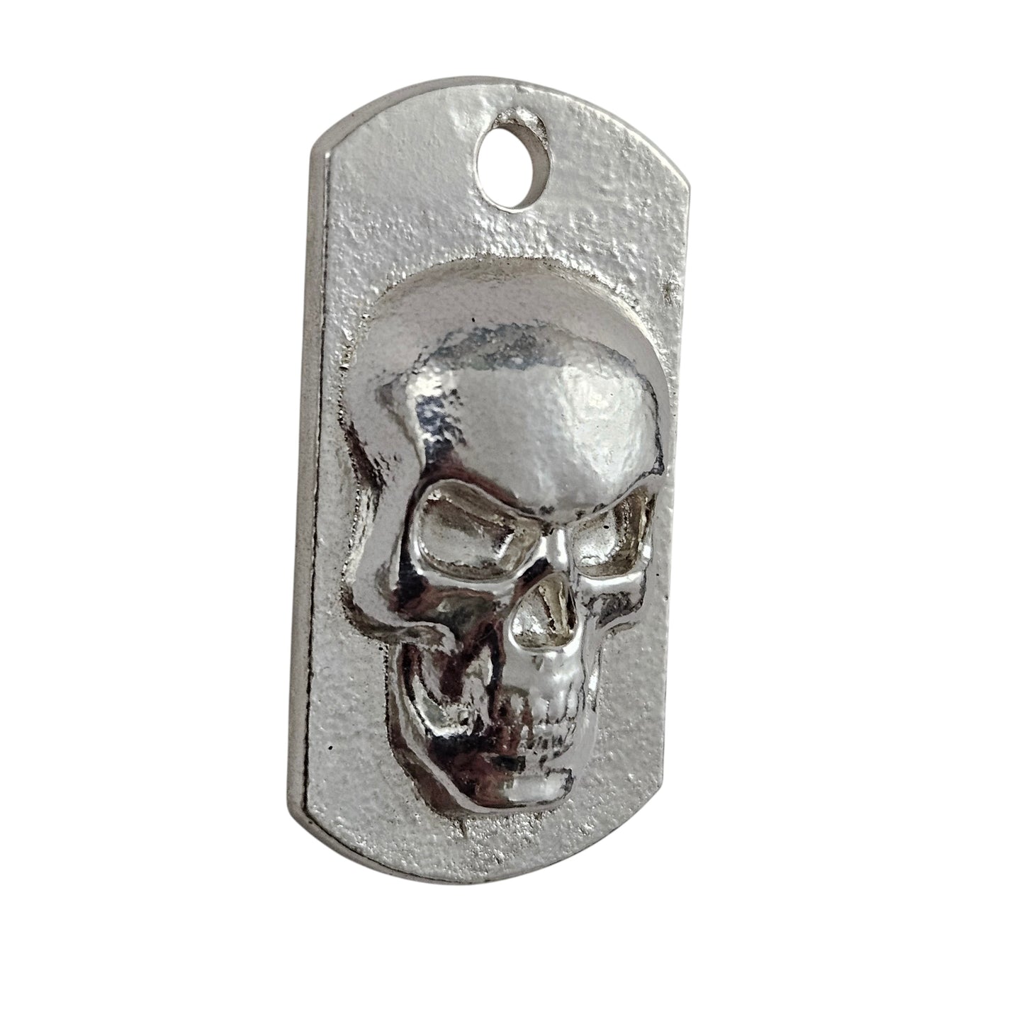 Skull Dog Tag Art Bar Hand Poured Bullion 999 Fine Silver 1+ oz