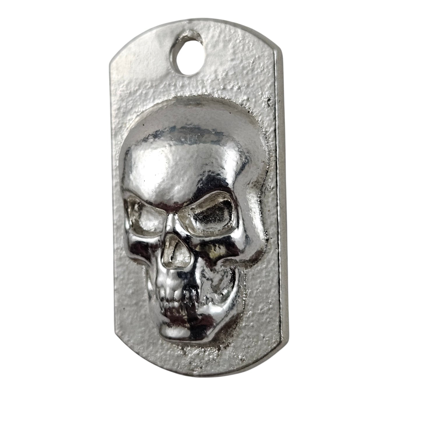 Skull Dog Tag Art Bar Hand Poured Bullion 999 Fine Silver 1+ oz