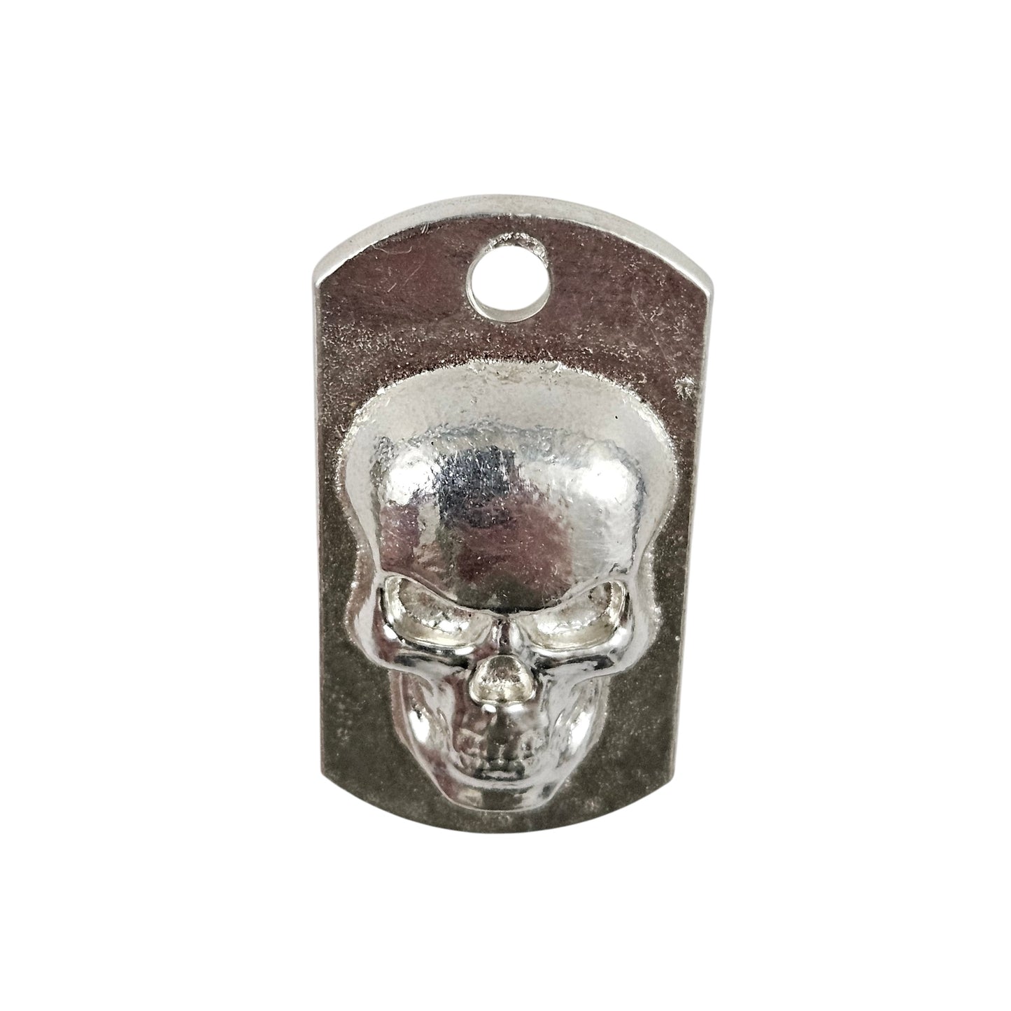 Skull Dog Tag Art Bar Hand Poured Bullion 999 Fine Silver 1+ oz