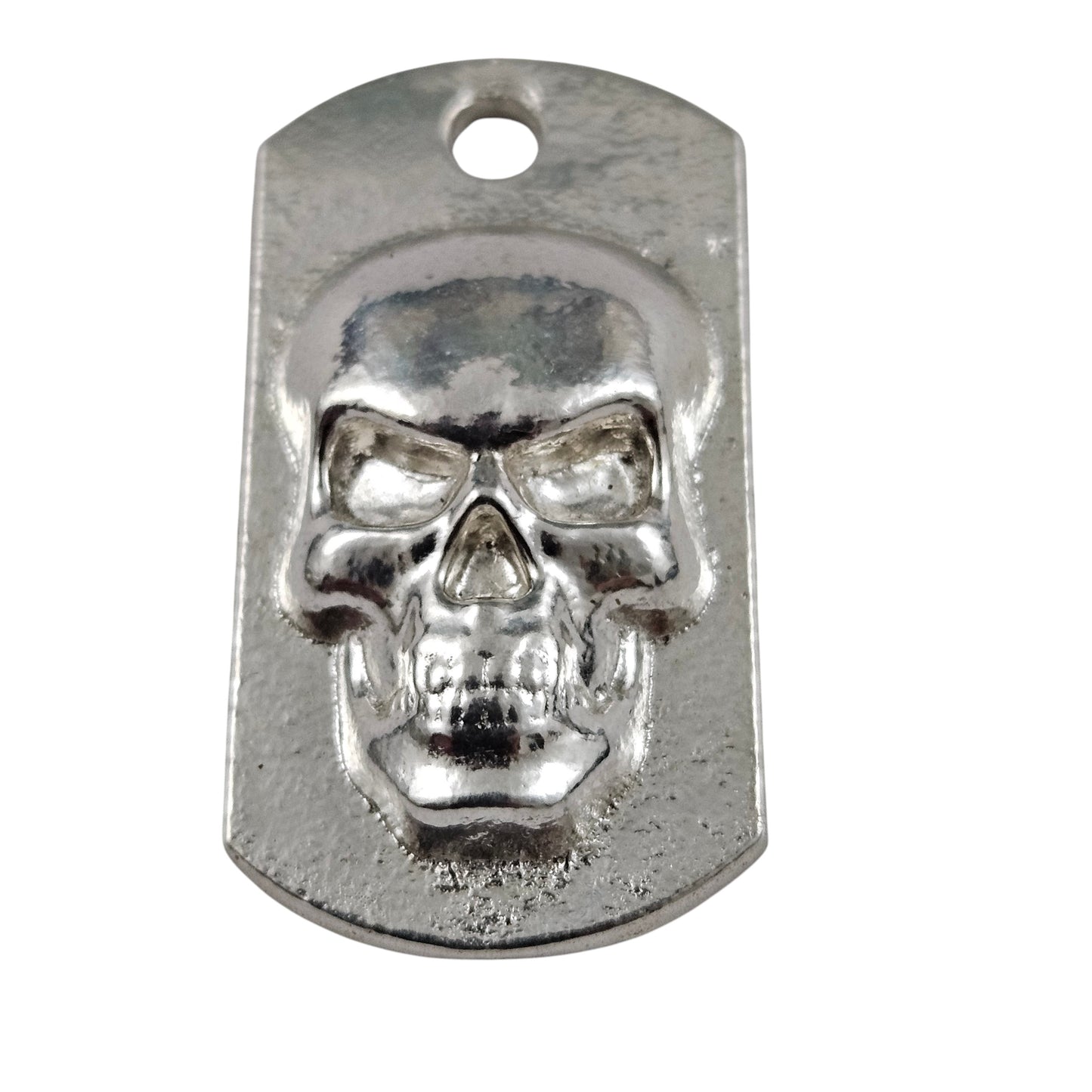 Skull Dog Tag Art Bar Hand Poured Bullion 999 Fine Silver 1+ oz