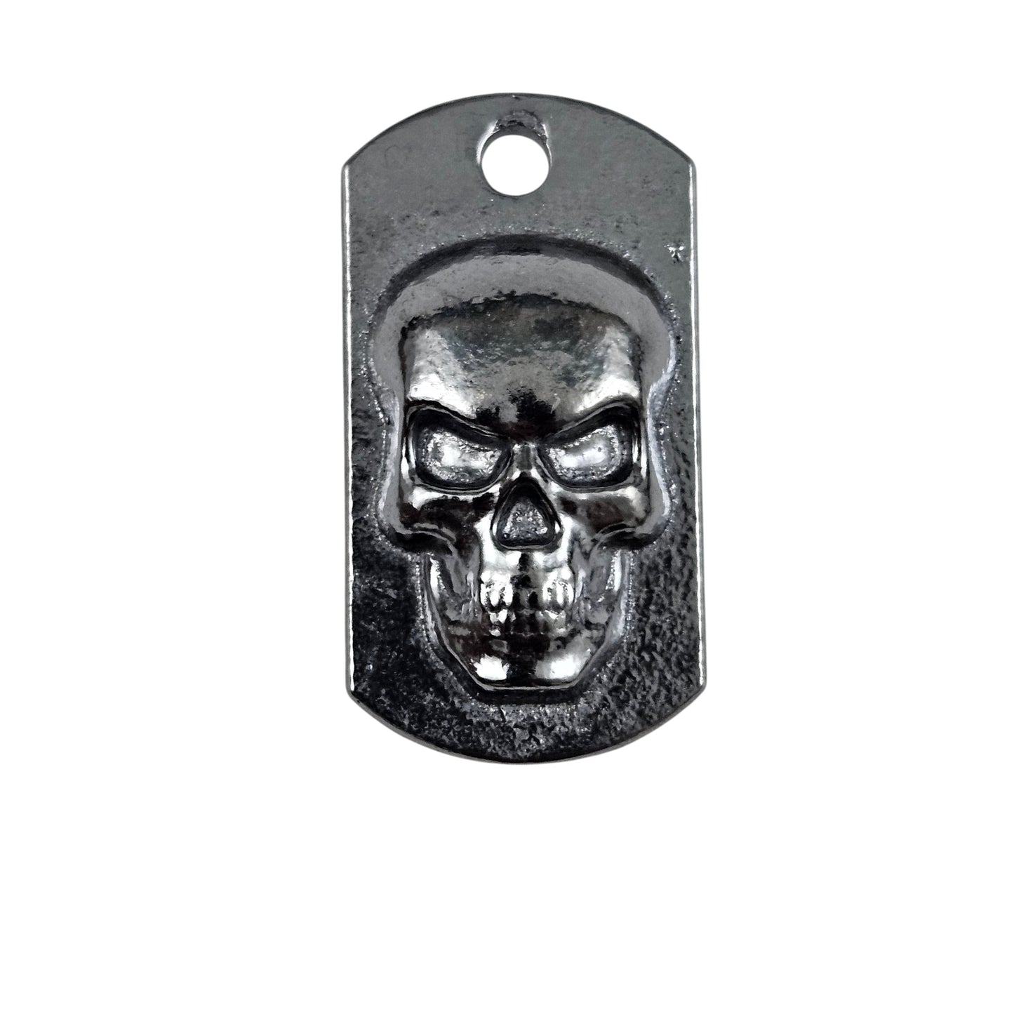Skull Dog Tag Art Bar Dark Finish Hand Poured Bullion 999 Fine Silver 1+ oz