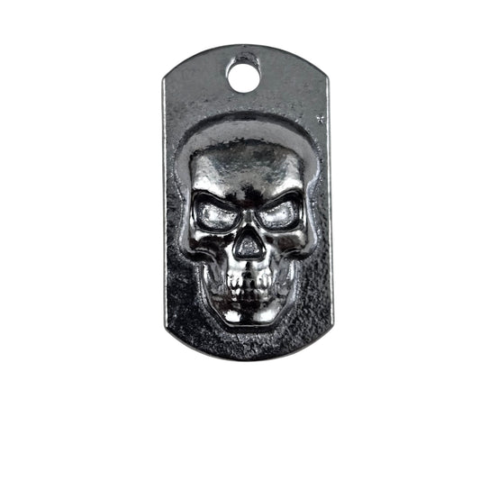Skull Dog Tag Art Bar Dark Finish Hand Poured Bullion 999 Fine Silver 1+ oz