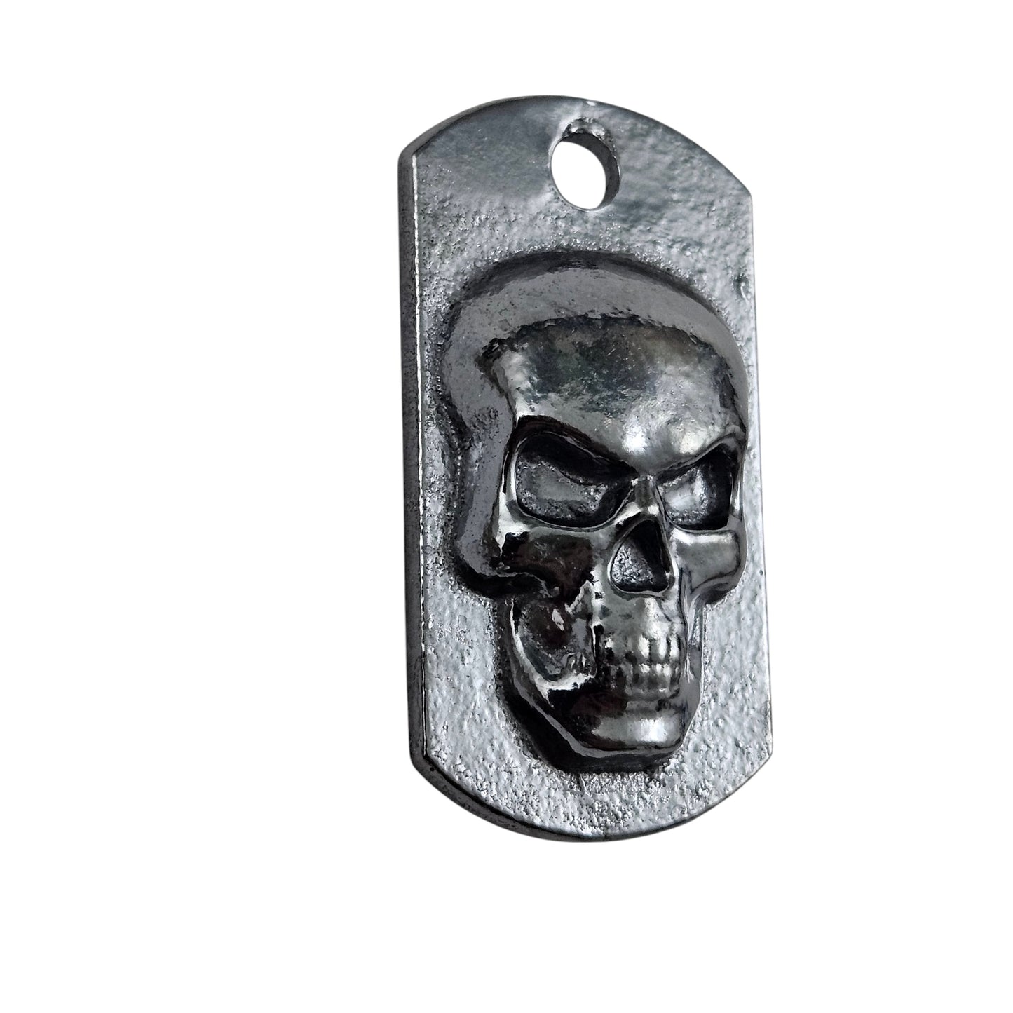 Skull Dog Tag Art Bar Dark Finish Hand Poured Bullion 999 Fine Silver 1+ oz