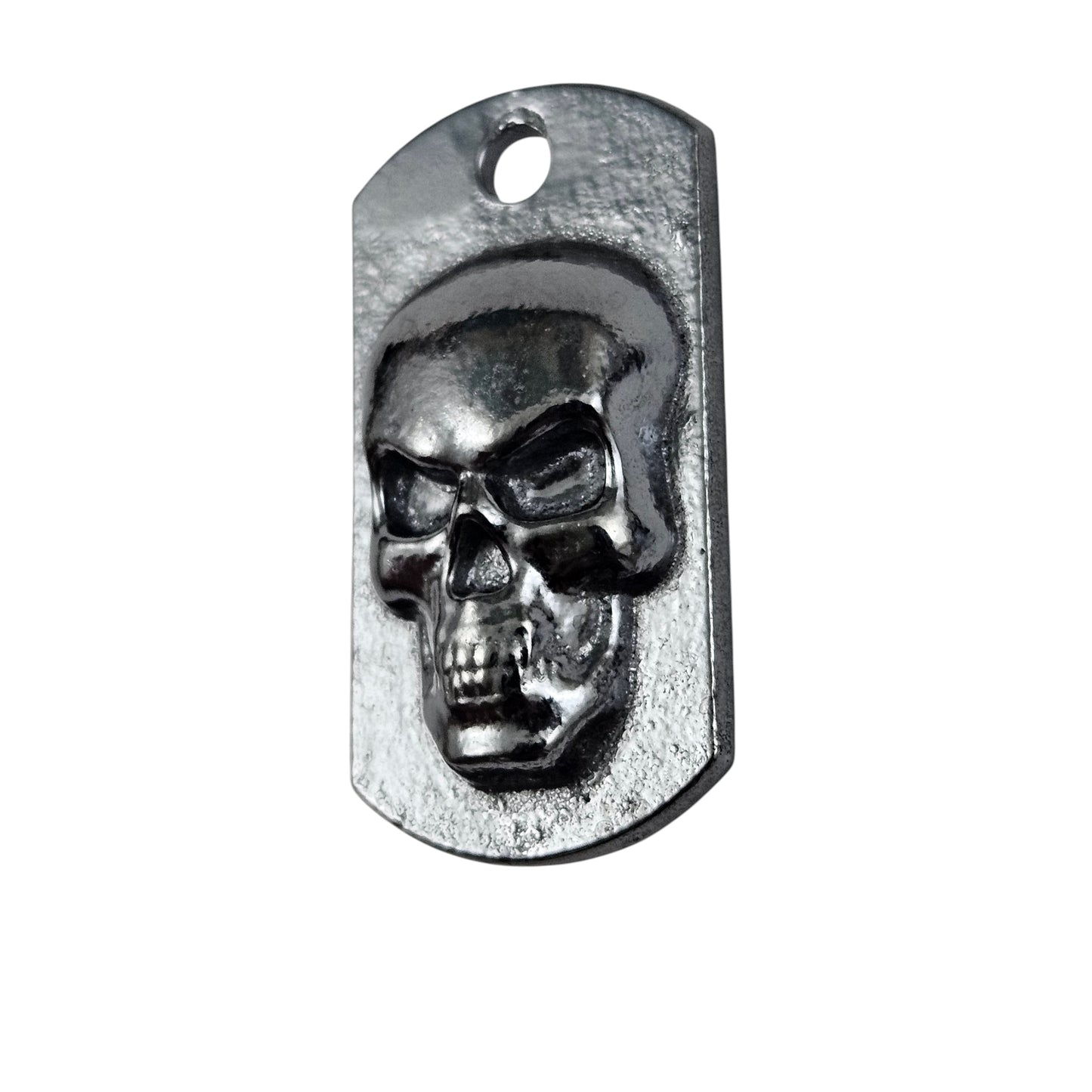 Skull Dog Tag Art Bar Dark Finish Hand Poured Bullion 999 Fine Silver 1+ oz