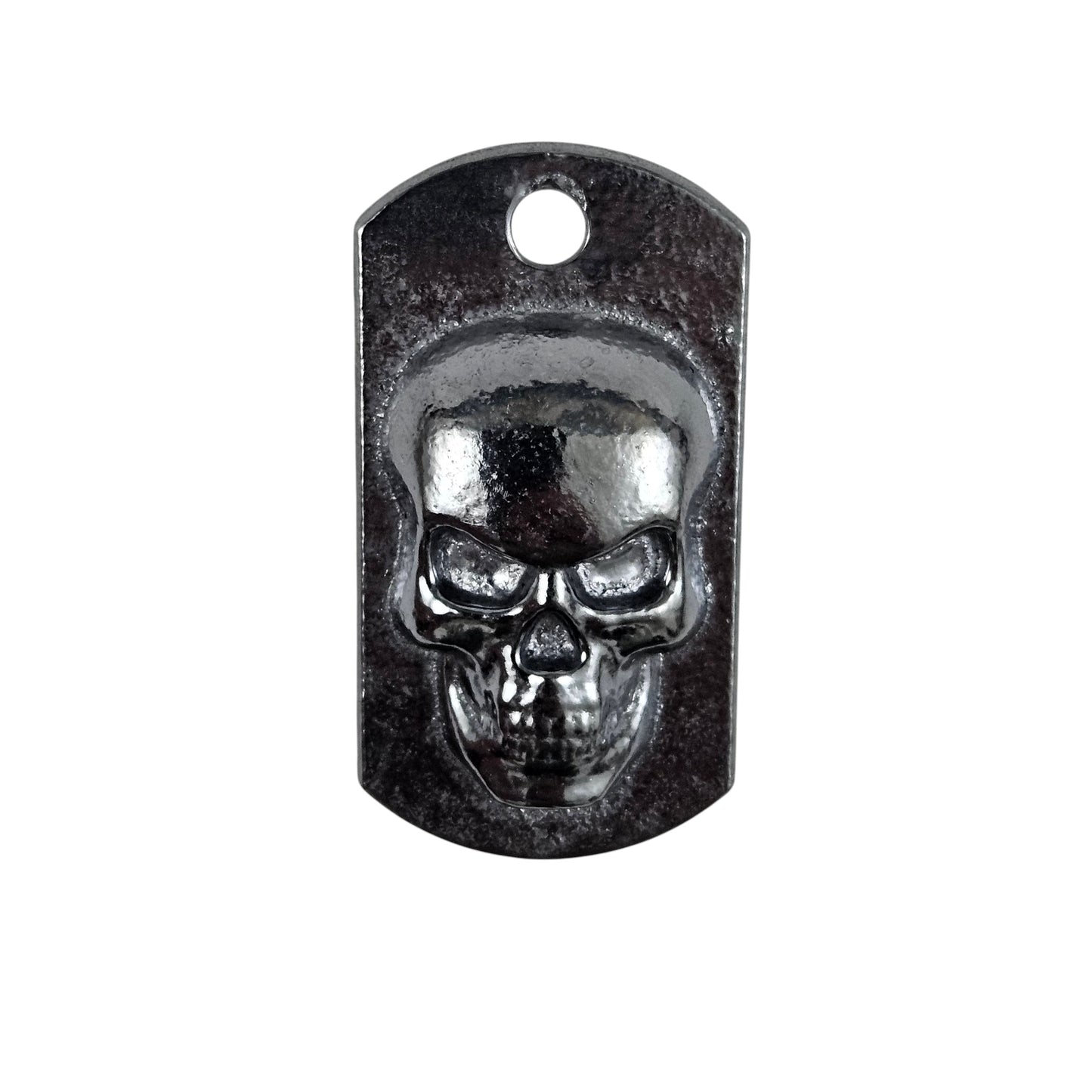 Skull Dog Tag Art Bar Dark Finish Hand Poured Bullion 999 Fine Silver 1+ oz