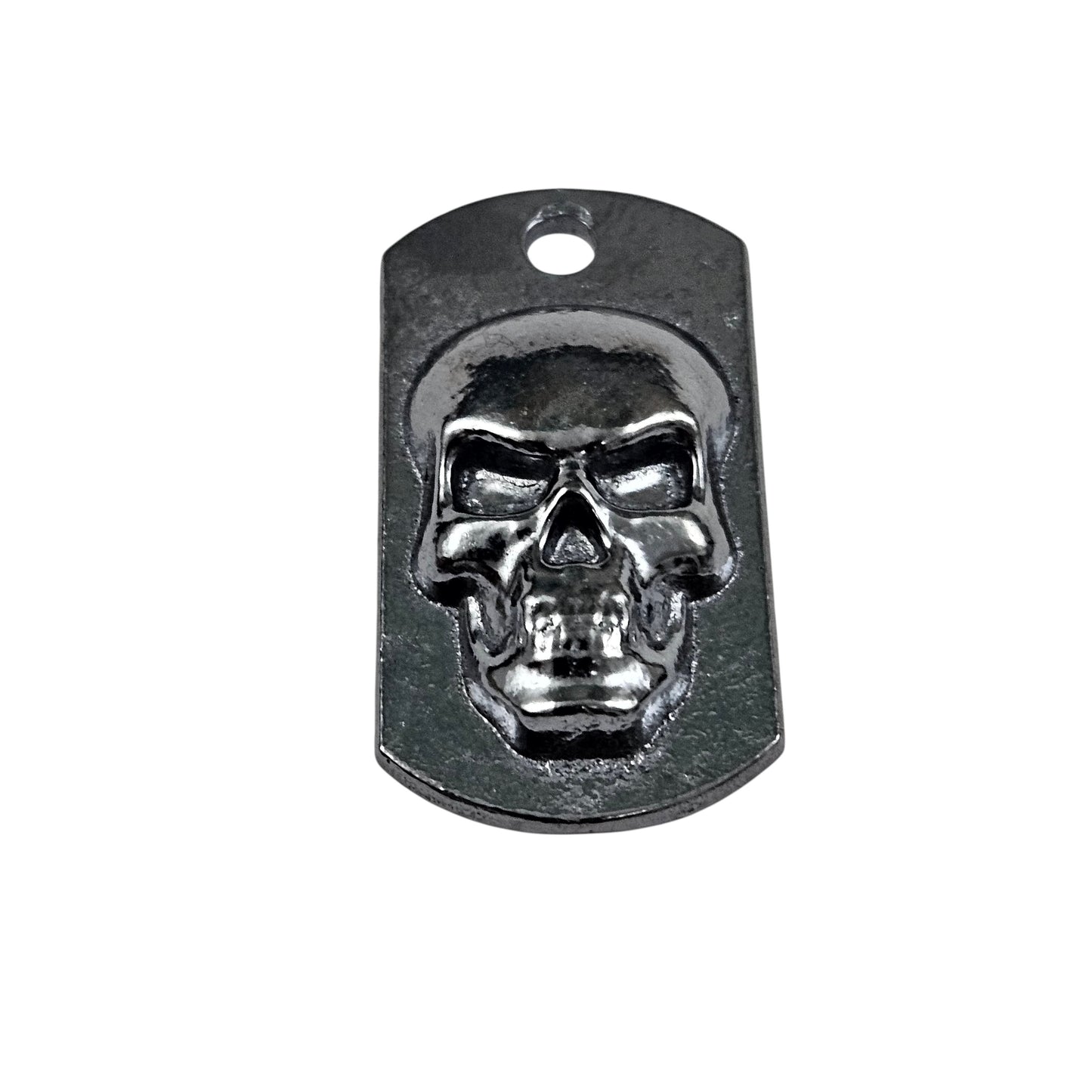Skull Dog Tag Art Bar Dark Finish Hand Poured Bullion 999 Fine Silver 1+ oz