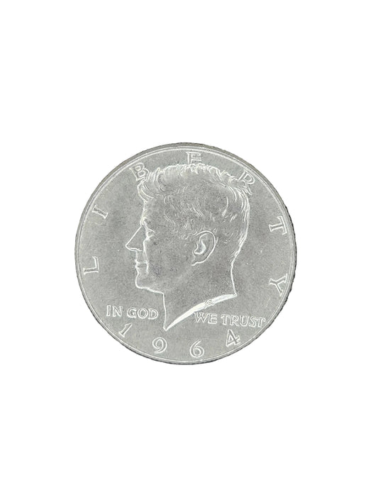 1964 Kennedy Half Dollar - 90% Silver 50C US Mint Coin - Philadelphia Mint - Raw / Brilliant Uncirculated Look