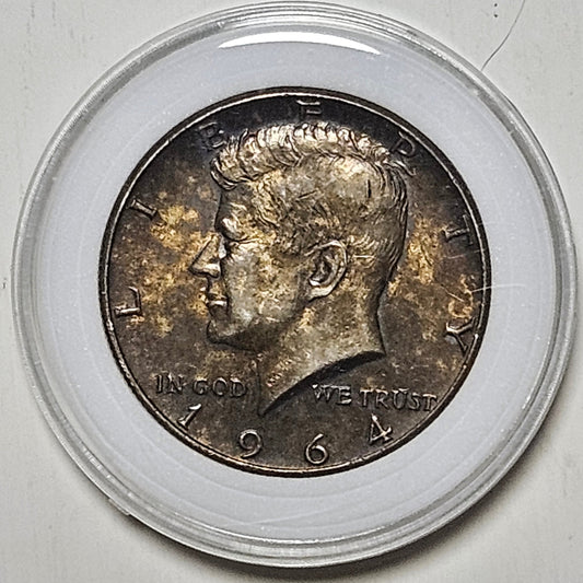 1964 Kennedy Half Dollar 90% Silver - Dark Toned - Philadelphia Mint