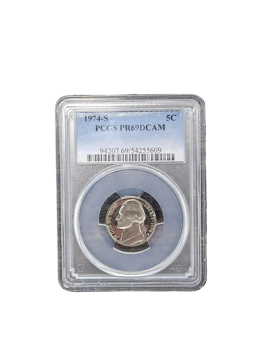 1974-S Jefferson Nickel - PCGS PR69DCAM - Proof Deep Cameo 5C US Coin
