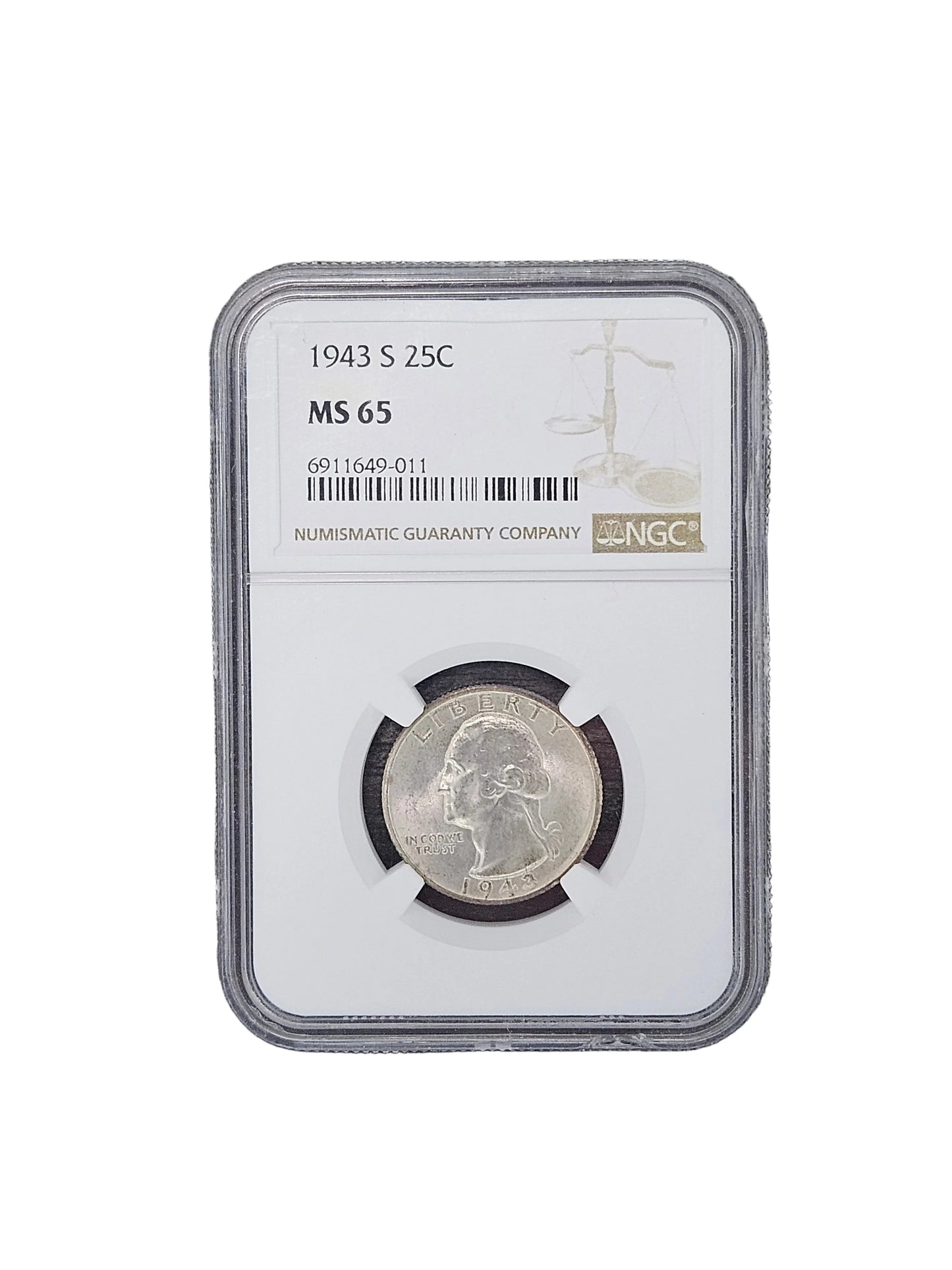 1943-S Washington Quarter - NGC MS65 - Mint State 65 25C Silver US Coin