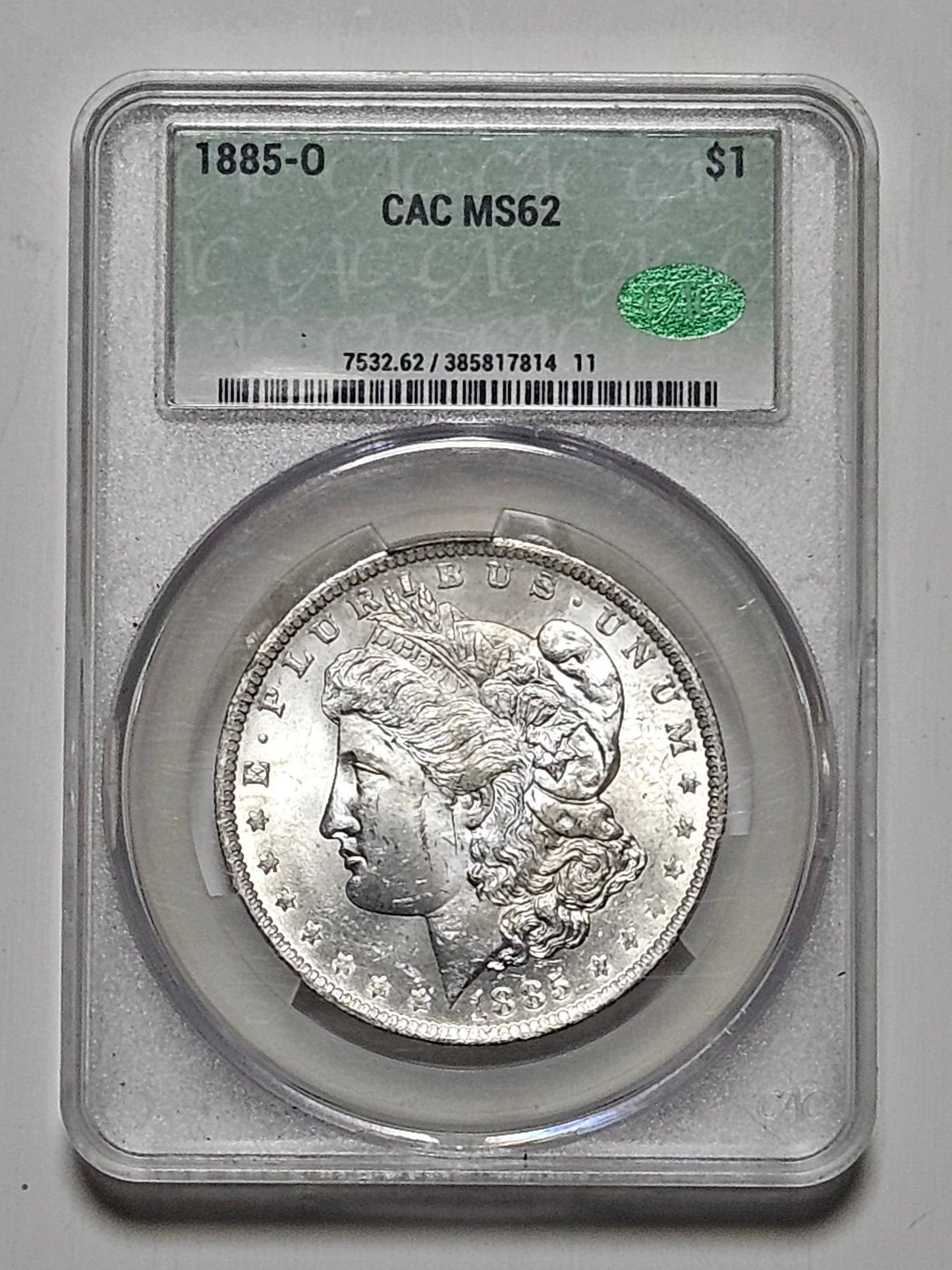 1885-O Morgan Silver Dollar $1 - PCGS MS62 CAC Graded - New Orleans Mint
