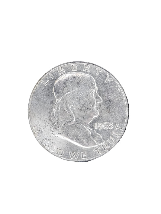 1963 Franklin Half Dollar - 90% Silver 50C US Mint Coin - Philadelphia Mint (No Mint Mark)