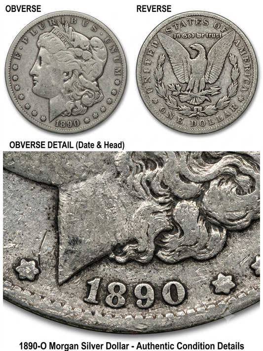 1890-O Morgan Silver Dollar $1 - New Orleans Mint - 90% Silver Coin