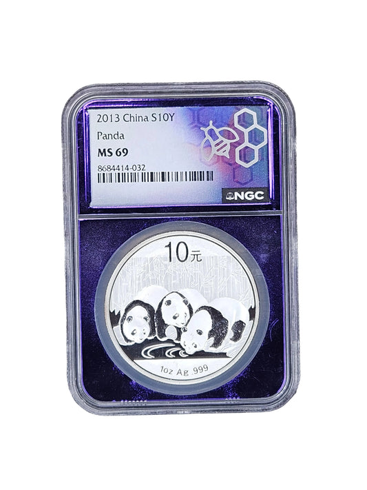 2013 China 10 Yuan Silver Panda - NGC MS69 - 1 oz .999 Fine Silver Bullion Coin (Special Label)