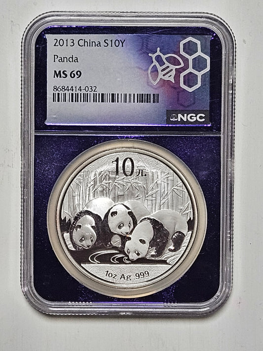2013 Chinese Silver Panda S10Y - 1 oz Pure Silver - NGC MS 69 Certified