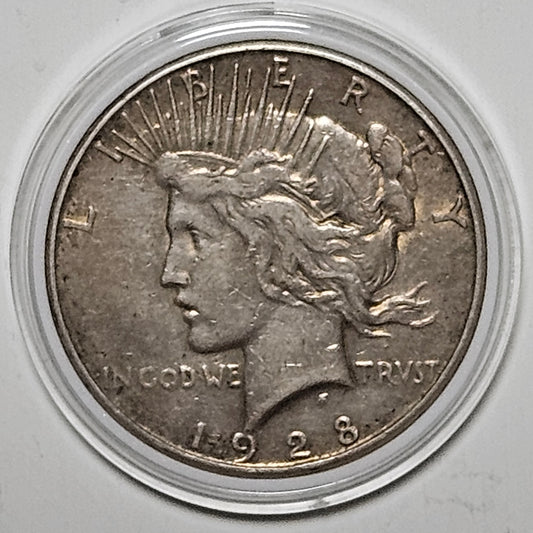 1928-S Peace Silver Dollar $1 - San Francisco Mint - 90% Silver Semi-Key Date