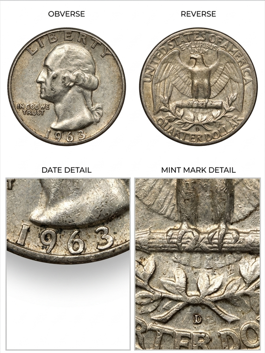 1963-D Washington Silver Quarter - 90% Silver - Denver Mint 25c