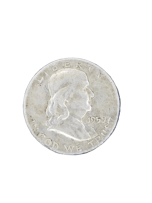 1959-D Franklin Half Dollar - 90% Silver 50C US Mint Coin - Circulated / Raw