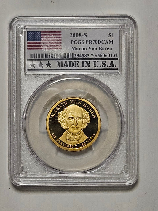 2008-S Martin Van Buren Presidential Dollar - PCGS PR70DCAM Proof $1