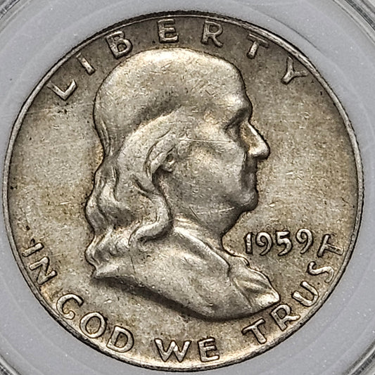 1959-D Franklin Half Dollar 50c - 90% Silver - Denver Mint Vintage Coin
