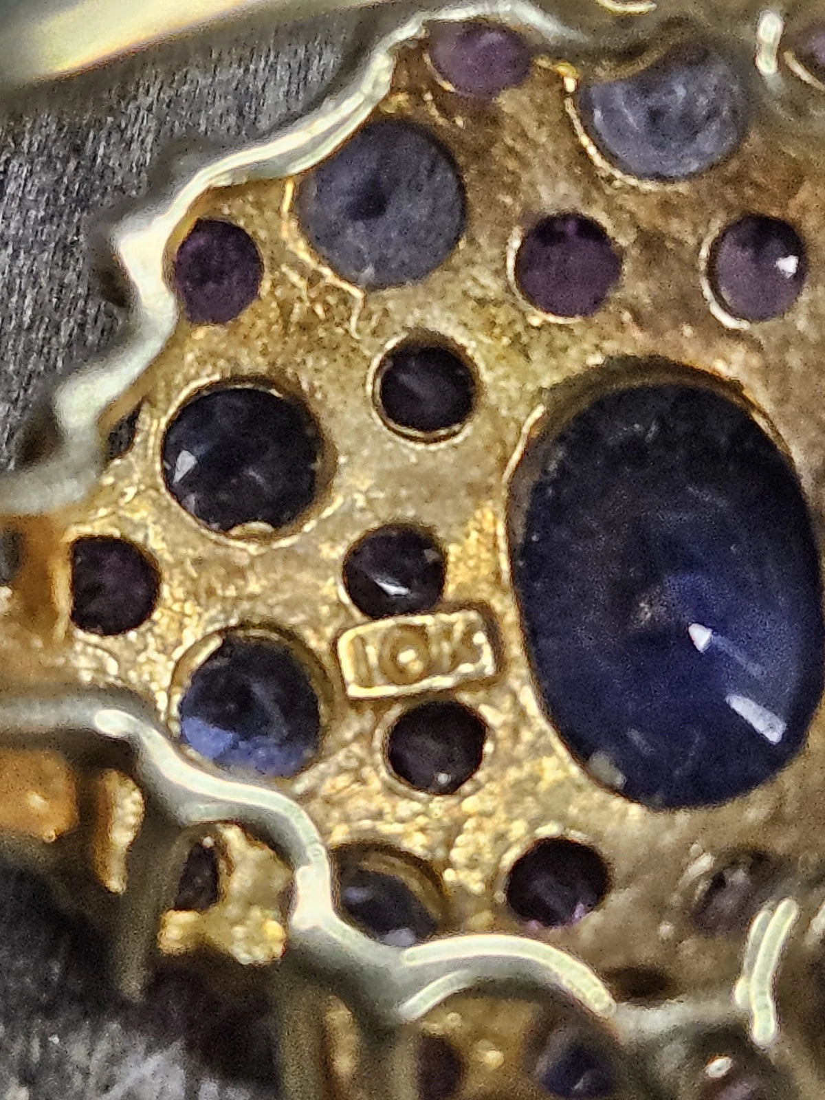 Vintage 10K Gold Tanzanite Pink Tourmaline Cluster Ring Size 9-9.25 4.8g