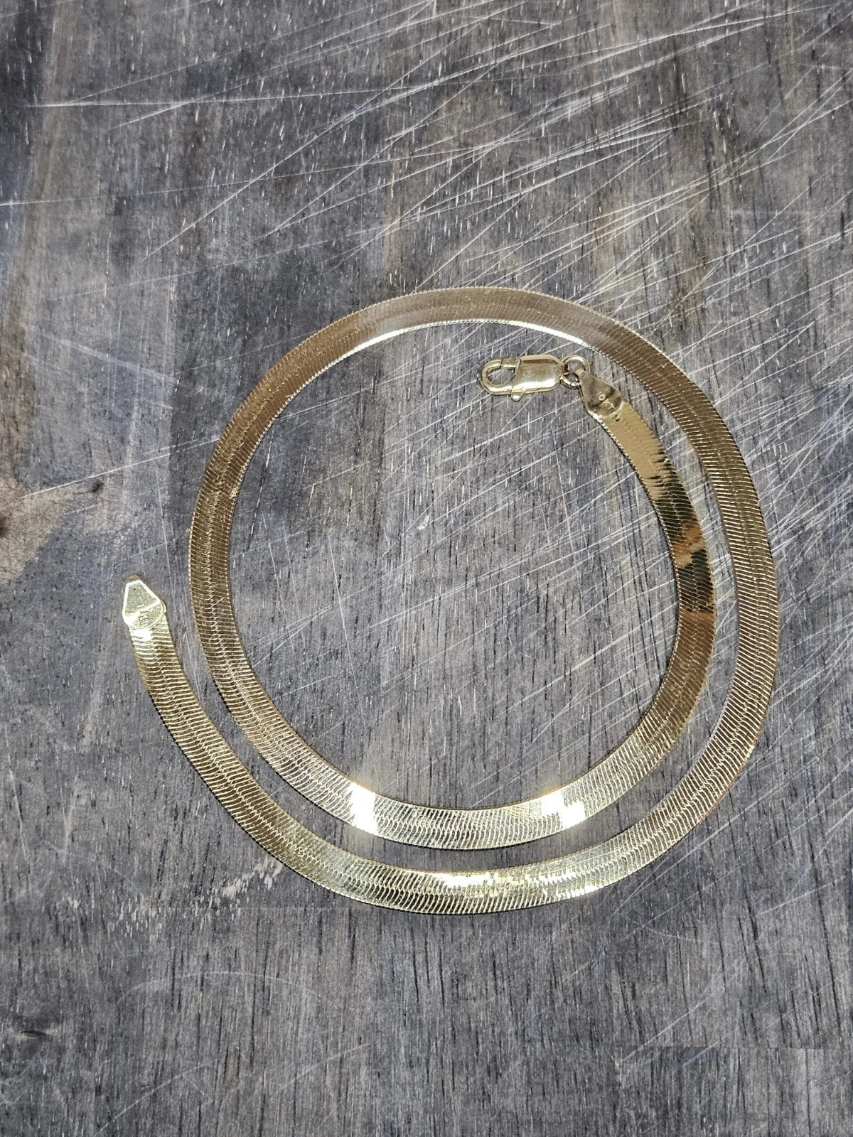 Vintage 10K Yellow Gold 7mm Herringbone Chain Necklace 20" 16.8g Israel Heavy