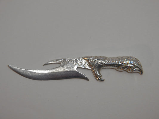 Knife Hand poured 999 fine silver