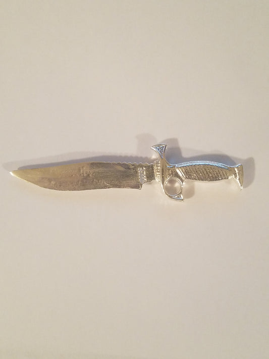 Knife Hand poured 999 fine silver