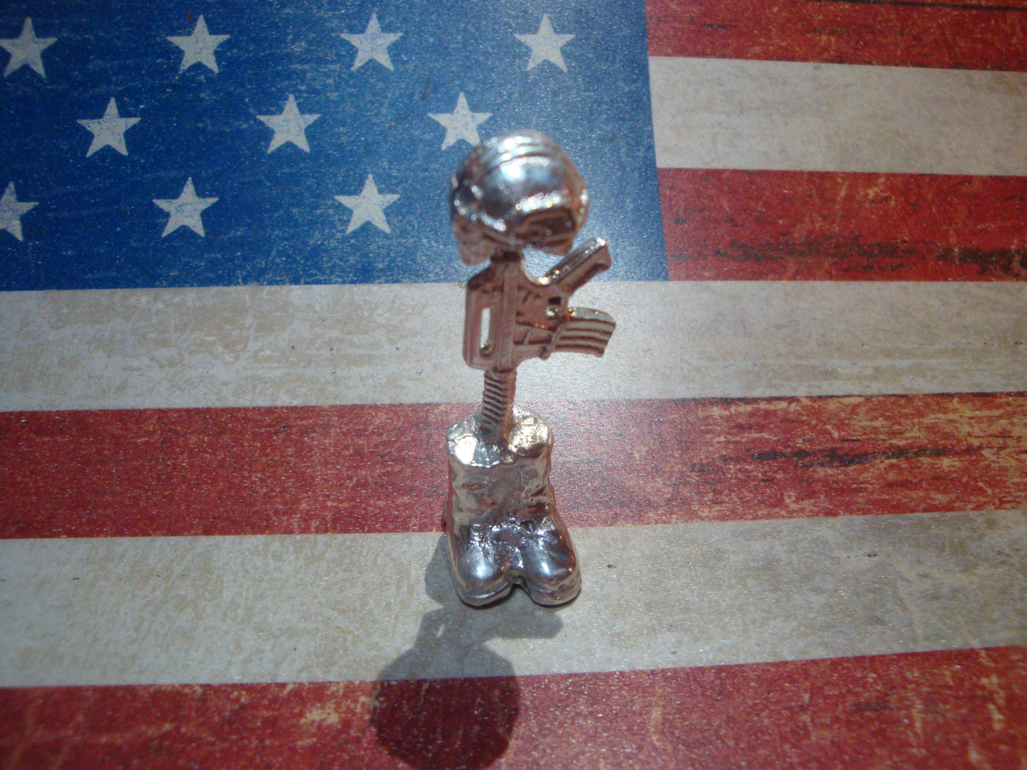 Fallen Soldier Battle Cross 1 oz 999 Fine Silver Hand Poured Bullion Figurine
